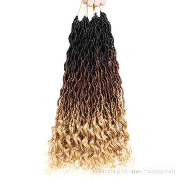 18 inch goddess wavy synthetic braided hair faux crochet braid hair extension